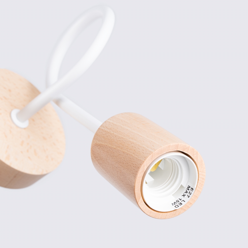 Seinävalaisin EMBER 1xE27/15W/230V valkoinen/beige/pyökki