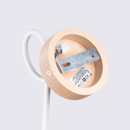 Seinävalaisin EMBER 1xE27/15W/230V valkoinen/beige/pyökki