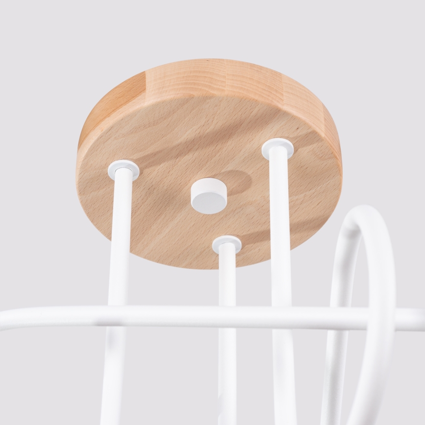 Kiinteä kattokruunu EMBER 3xE27/15W/230V valkoinen/beige/pyökki