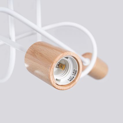 Kiinteä kattokruunu EMBER 3xE27/15W/230V valkoinen/beige/pyökki