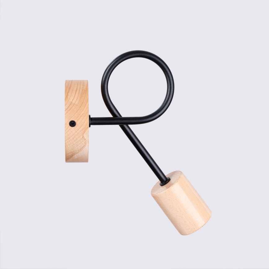 Seinävalaisin EMBER 1xE27/15W/230V musta/beige/pyökki