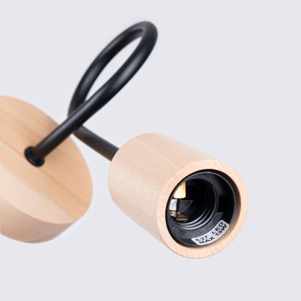 Seinävalaisin EMBER 1xE27/15W/230V musta/beige/pyökki