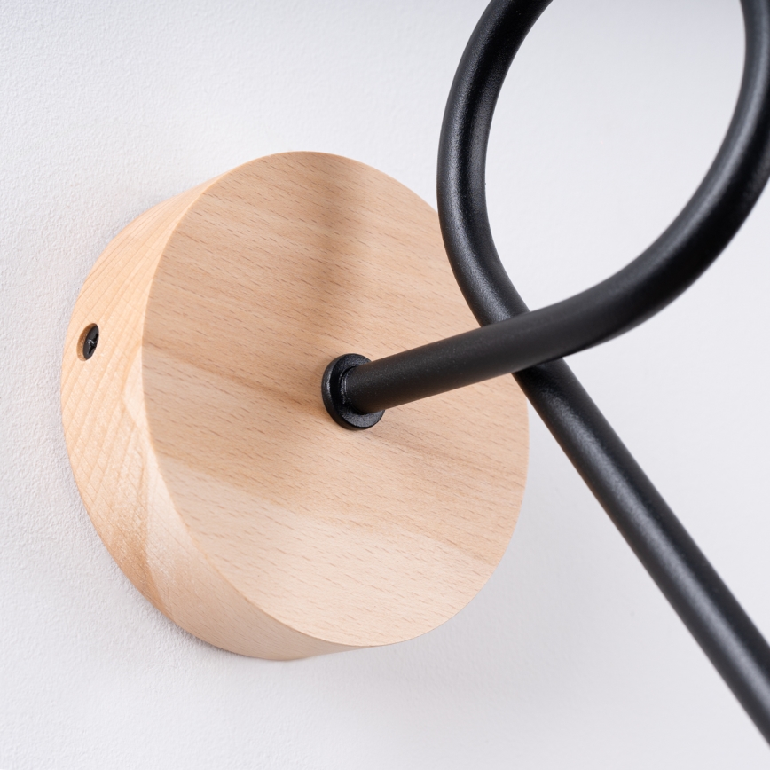 Seinävalaisin EMBER 1xE27/15W/230V musta/beige/pyökki