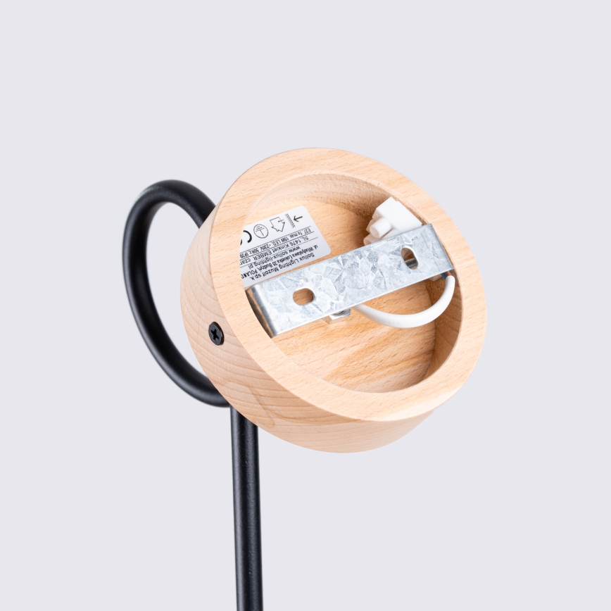 Seinävalaisin EMBER 1xE27/15W/230V musta/beige/pyökki