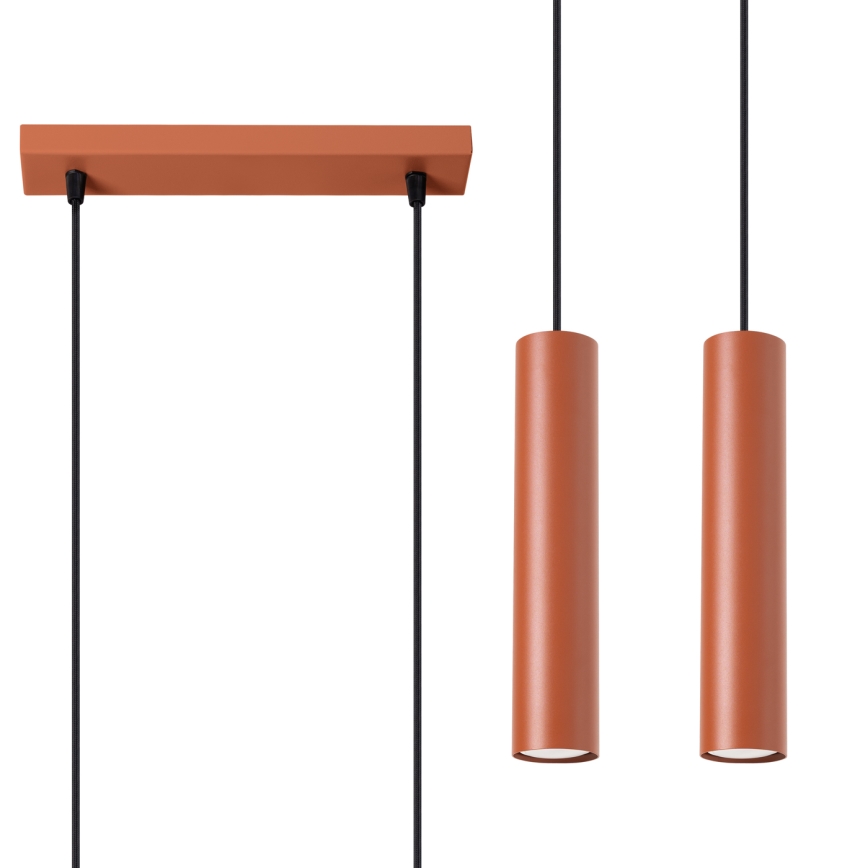 Kattokruunu johdossa LAGOS 2xGU10/10W/230V punainen