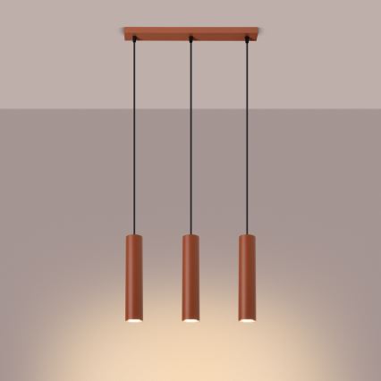 Kattokruunu johdossa LAGOS 3xGU10/10W/230V punainen