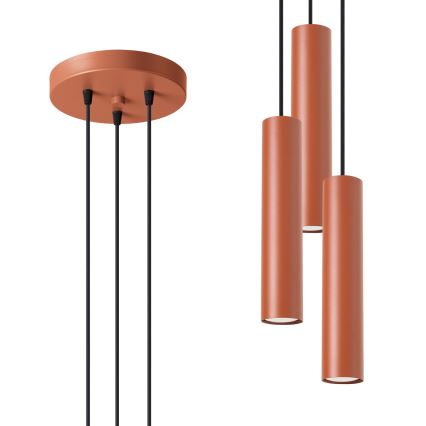 Kattokruunu johdossa LAGOS 3xGU10/10W/230V punainen