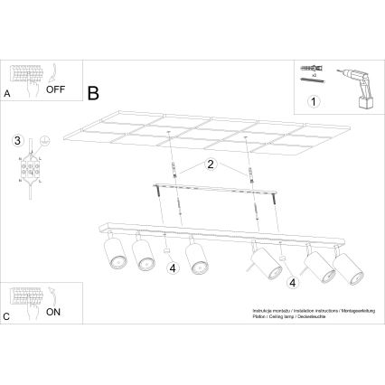 Kohdevalo RING 6xGU10/10W/230V kerma