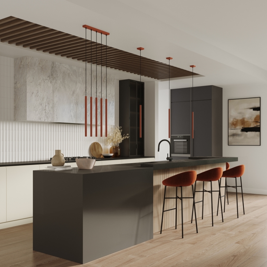 Kattokruunu johdossa PASTELO 1xG9/8W/230V punainen