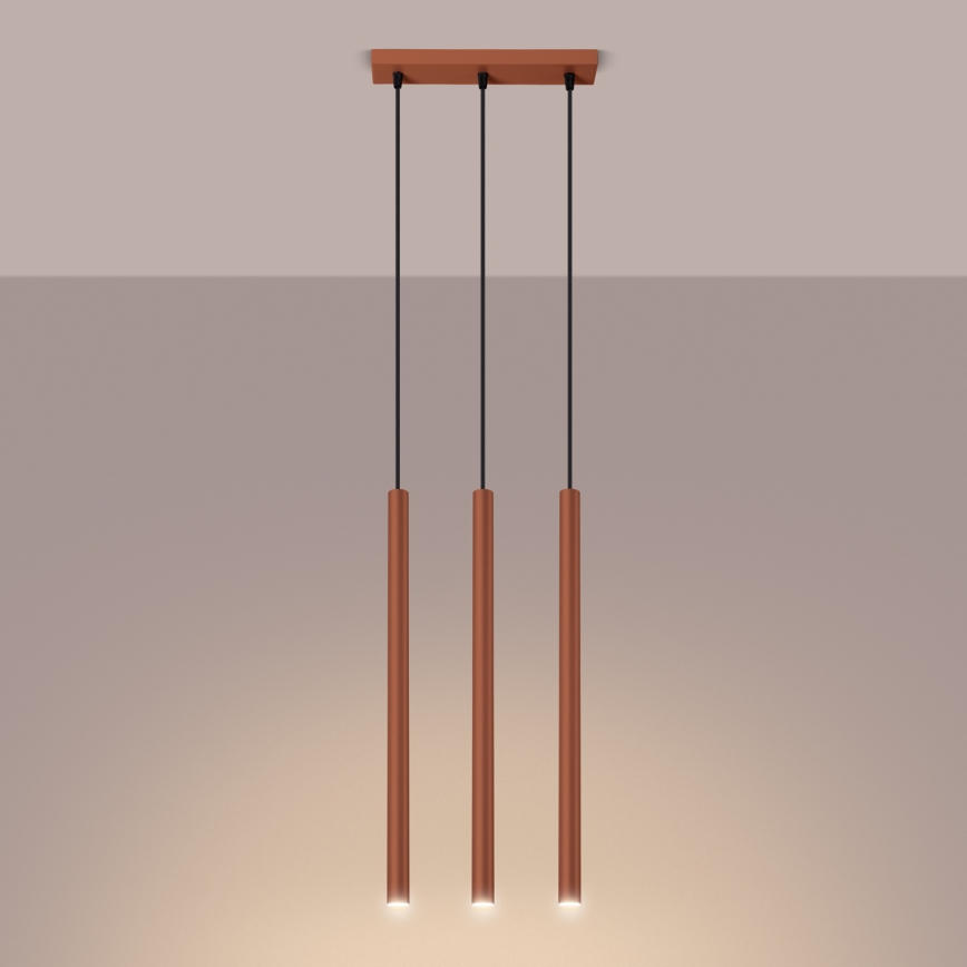 Kattokruunu johdossa PASTELO 3xG9/8W/230V punainen