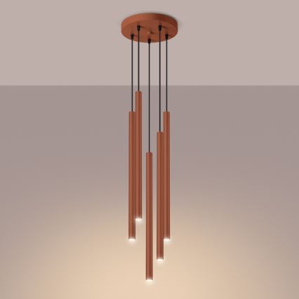 Kattokruunu johdossa PASTELO 5xG9/8W/230V punainen