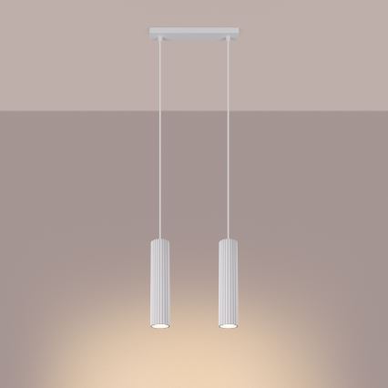 Kattokruunu johdossa KARBON 2xGU10/10W/230V valkoinen