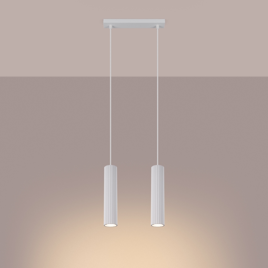 Kattokruunu johdossa KARBON 2xGU10/10W/230V valkoinen