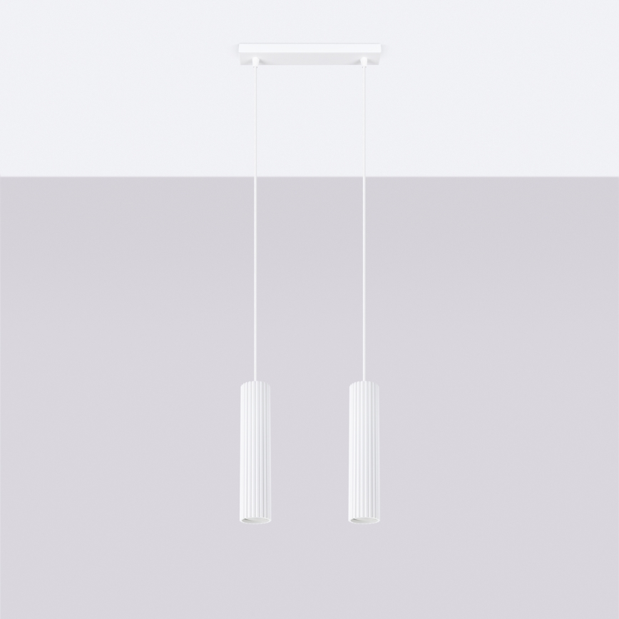 Kattokruunu johdossa KARBON 2xGU10/10W/230V valkoinen