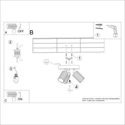 Kohdevalo KARBON 3xGU10/10W/230V valkoinen