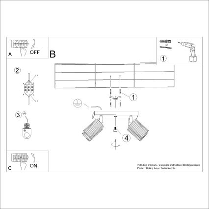 Kohdevalo KARBON 4xGU10/10W/230V valkoinen