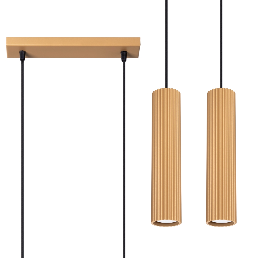 Kattokruunu johdossa KARBON 2xGU10/10W/230V kulta