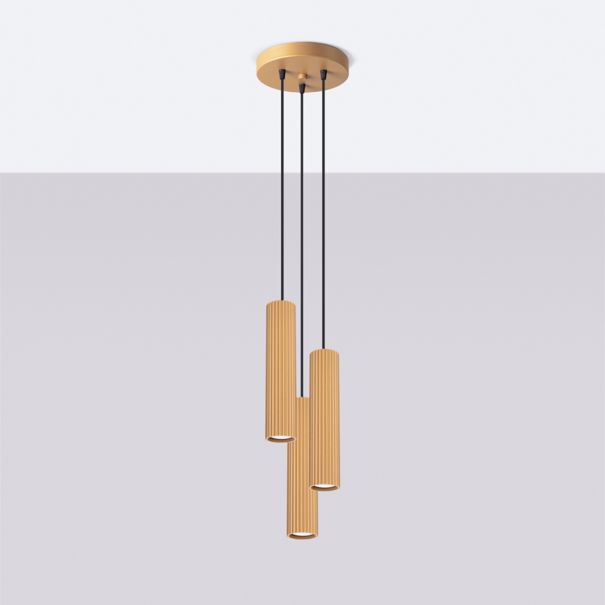 Kattokruunu johdossa KARBON 3xGU10/10W/230V kulta