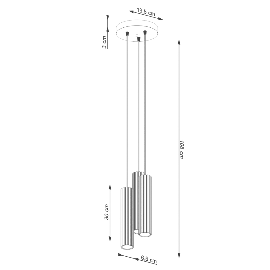 Kattokruunu johdossa KARBON 3xGU10/10W/230V kulta