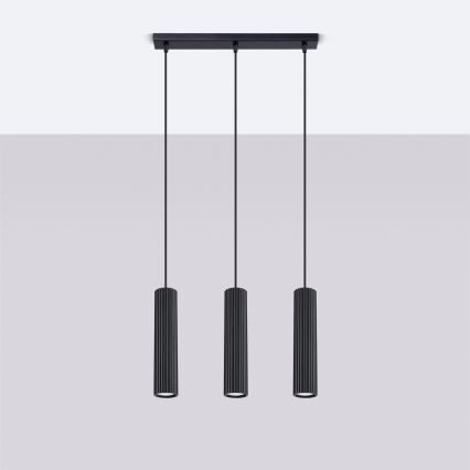 Kattokruunu johdossa KARBON 3xGU10/10W/230V musta