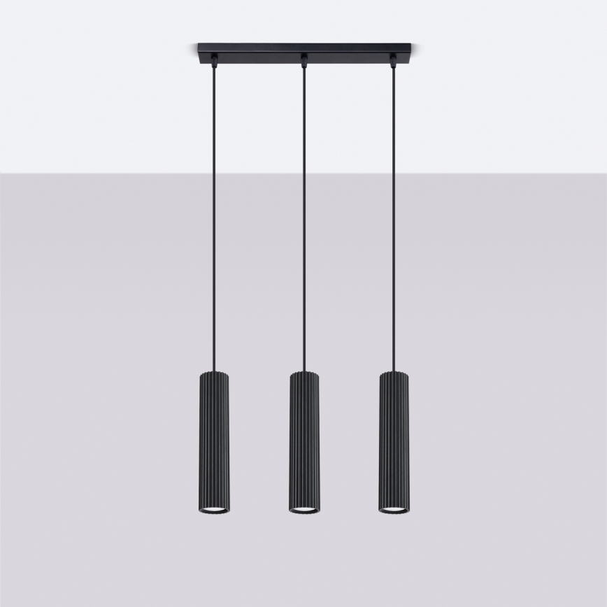 Kattokruunu johdossa KARBON 3xGU10/10W/230V musta