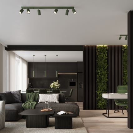 Kattokruunu johdossa KARBON 1xGU10/10W/230V vihreä