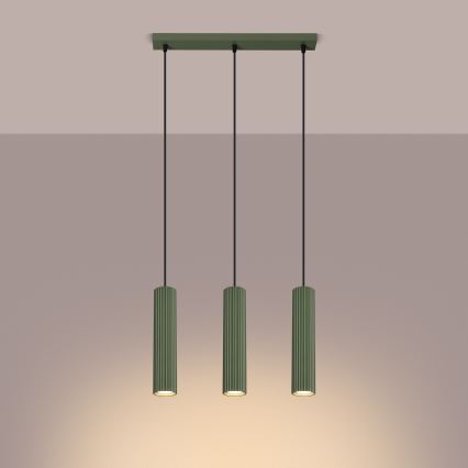 Kattokruunu johdossa KARBON 3xGU10/10W/230V vihreä