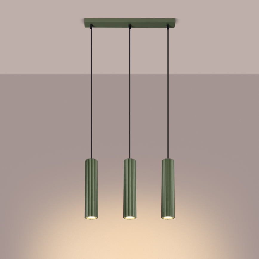 Kattokruunu johdossa KARBON 3xGU10/10W/230V vihreä