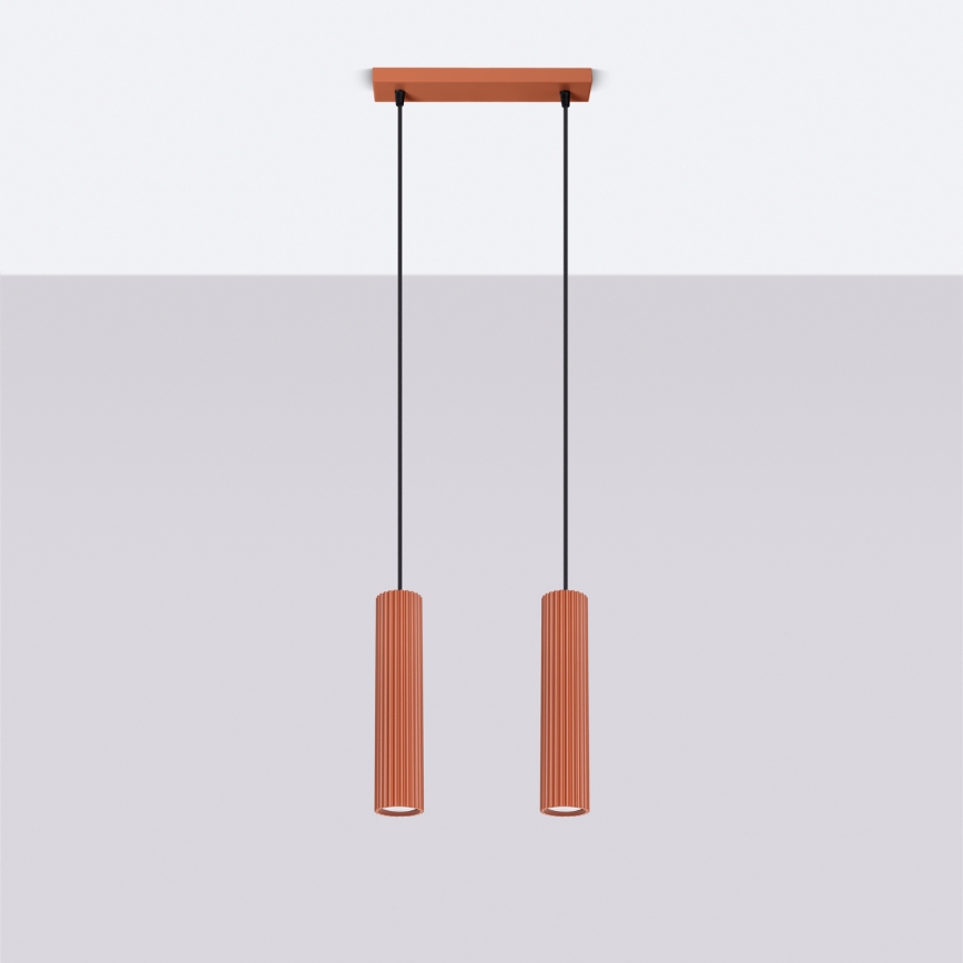 Kattokruunu johdossa KARBON 2xGU10/10W/230V punainen