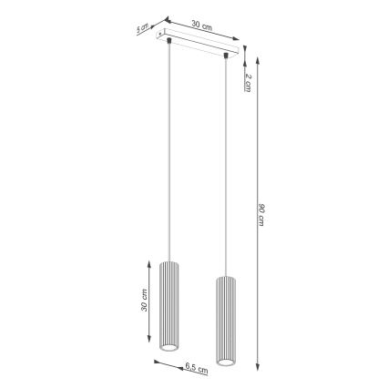 Kattokruunu johdossa KARBON 2xGU10/10W/230V punainen