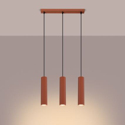 Kattokruunu johdossa KARBON 3xGU10/10W/230V punainen