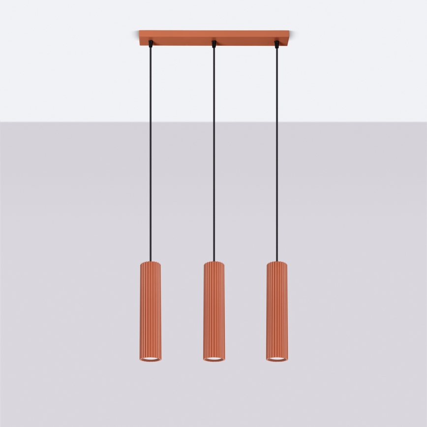 Kattokruunu johdossa KARBON 3xGU10/10W/230V punainen