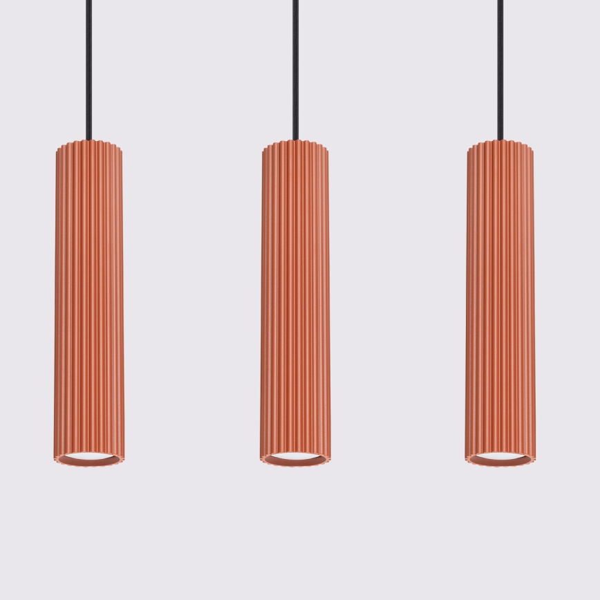 Kattokruunu johdossa KARBON 3xGU10/10W/230V punainen