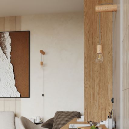 Seinävalaisin NIMBI 1xE27/15W/230V pyökki