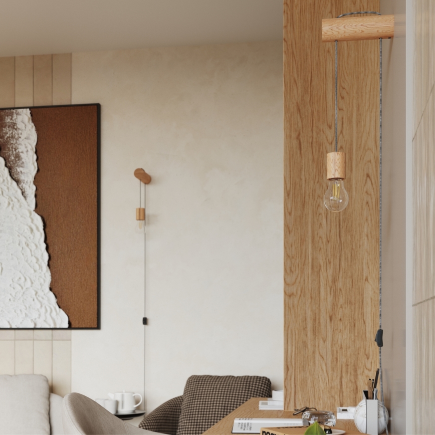 Seinävalaisin NIMBI 1xE27/15W/230V pyökki