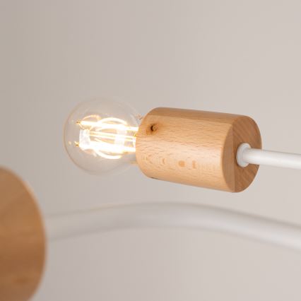 Kiinteä kattokruunu TIMBO 6xE27/15W/230V valkoinen/beige/pyökki