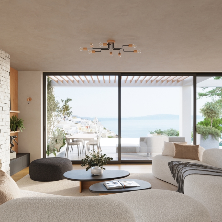 Seinävalaisin TIMBO 1xE27/15W/230V musta/beige/pyökki