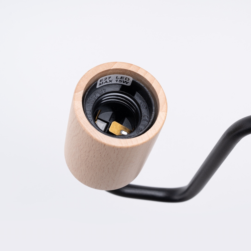 Seinävalaisin TIMBO 1xE27/15W/230V musta/beige/pyökki