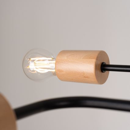 Kiinteä kattokruunu TIMBO 8xE27/15W/230V musta/beige/pyökki