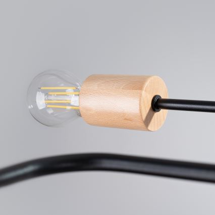 Kiinteä kattokruunu TIMBO 8xE27/15W/230V musta/beige/pyökki