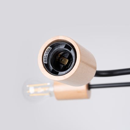 Kiinteä kattokruunu TIMBO 8xE27/15W/230V musta/beige/pyökki