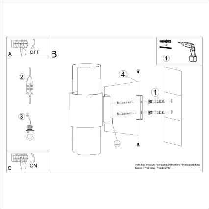 Seinävalaisin FLASH 2xE27/15W/230V valkoinen