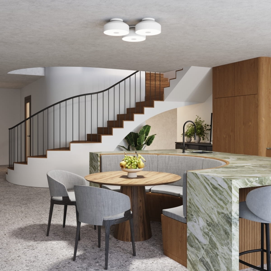 Kattovalaisin OMIQ 4xE27/15W/230V, halkaisija 30 cm, valkoinen