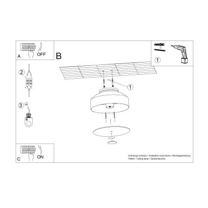 Kattovalaisin OMIQ 4xE27/15W/230V, halkaisija 30 cm, musta