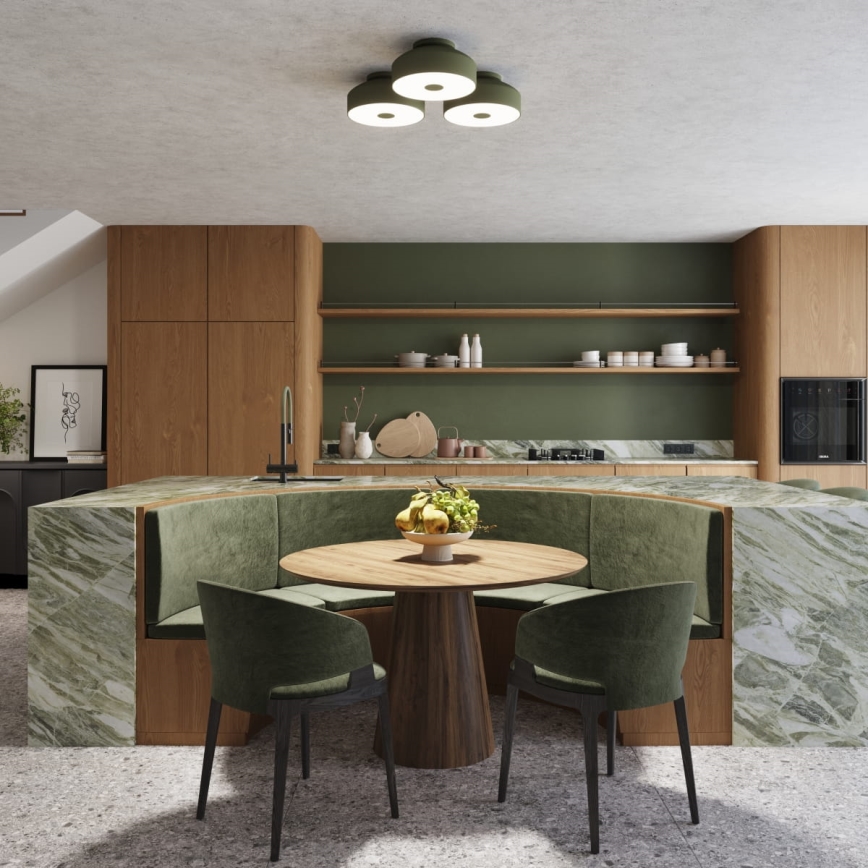 Kattovalaisin OMIQ 4xE27/15W/230V, Ø 30 cm, vihreä