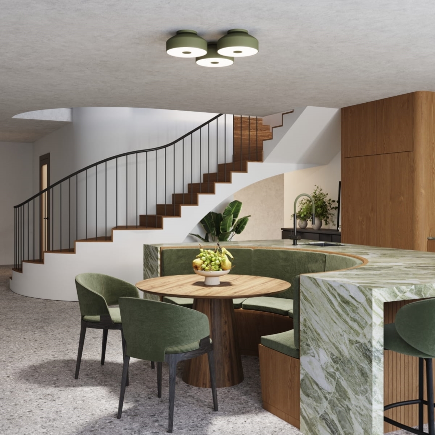 Kattovalaisin OMIQ 4xE27/15W/230V, Ø 30 cm, vihreä