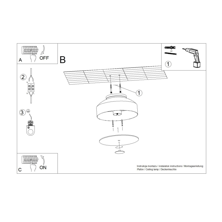 Kattovalaisin OMIQ 4xE27/15W/230V, Ø 30 cm, vihreä