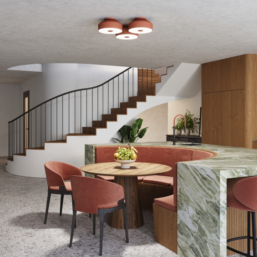 Kattovalaisin OMIQ 4xE27/15W/230V, halkaisija 30 cm, punainen