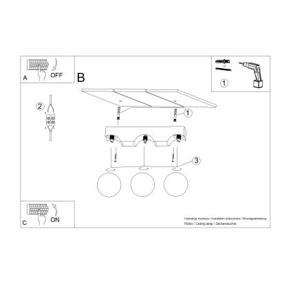 Kattovalo BULBO 3xG9/8W/230V pyökki/valkoinen