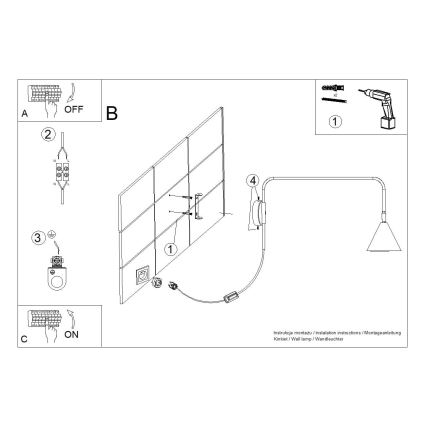 Seinävalaisin NOX 1xE14/10W/230V valkoinen